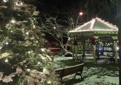 Snow covered gazebo
